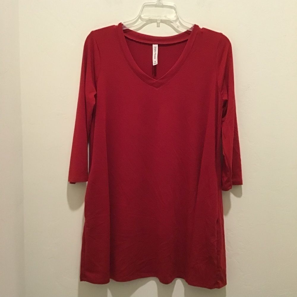 Zenana premium tunic dress, medium, NWOT, red